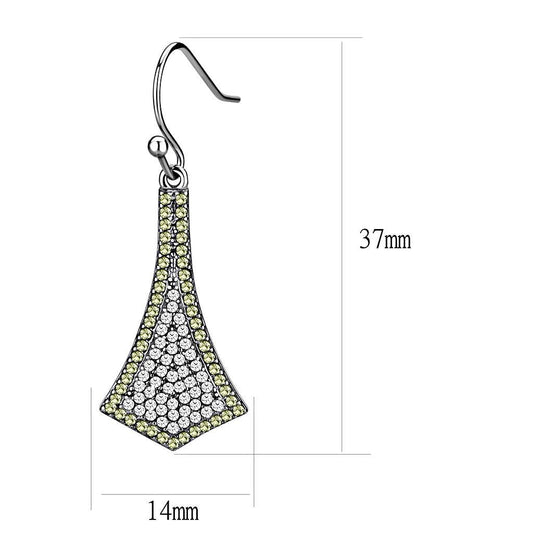 DA174 - High polished (no plating) Stainless Steel Earrings with AAA Grade CZ in Topaz-1