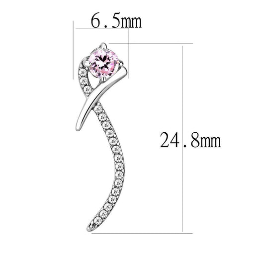 DA188 - High polished (no plating) Stainless Steel Earrings with AAA Grade CZ in Rose-1