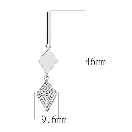 DA194 - High polished (no plating) Stainless Steel Earrings with AAA Grade CZ in Clear-1