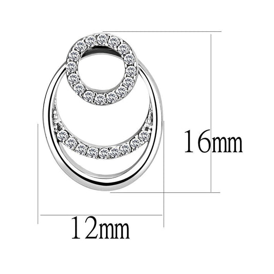 DA219 - High polished (no plating) Stainless Steel Earrings with AAA Grade CZ in Clear-1