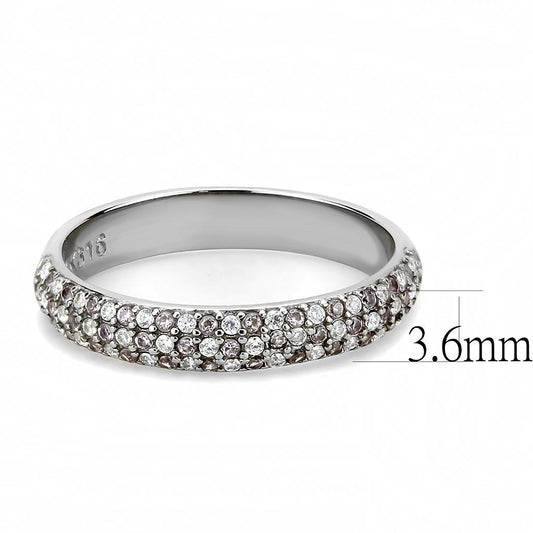 DA231 - High polished (no plating) Stainless Steel Ring with AAA Grade CZ in Multi Color-1