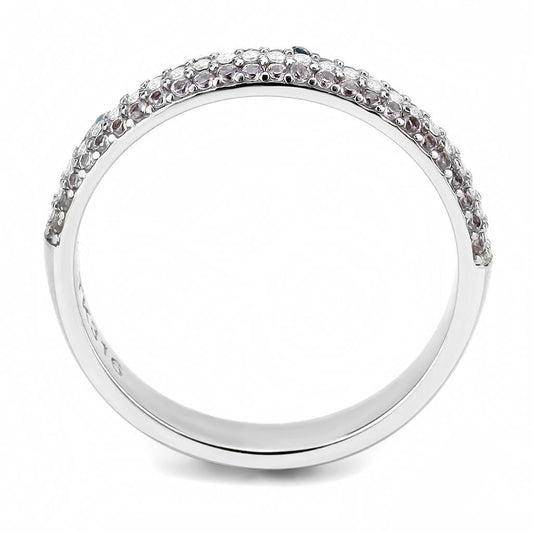 DA232 - High polished (no plating) Stainless Steel Ring with AAA Grade CZ in Multi Color-1