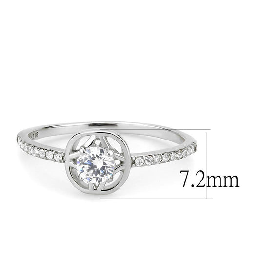 DA238 - High polished (no plating) Stainless Steel Ring with AAA Grade CZ in Clear-1