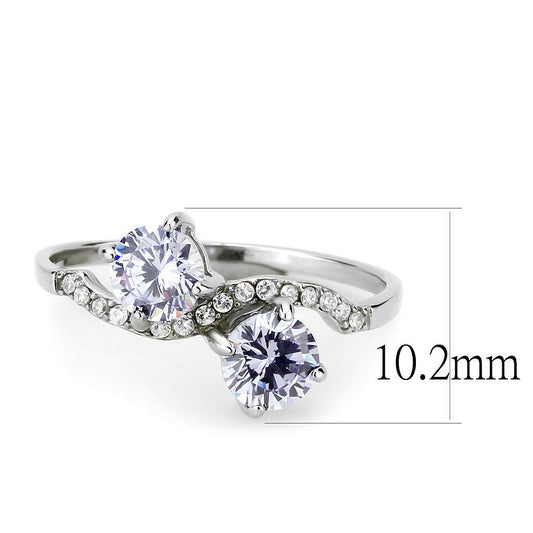 DA244 - High polished (no plating) Stainless Steel Ring with AAA Grade CZ in Light Amethyst-1