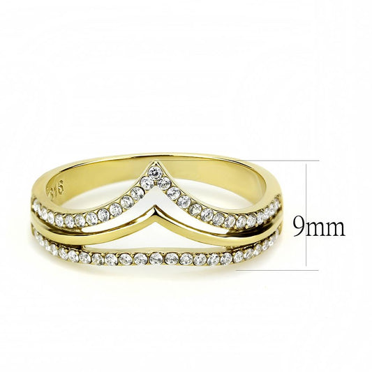 DA250 - IP Gold(Ion Plating) Stainless Steel Ring with AAA Grade CZ in Clear-1