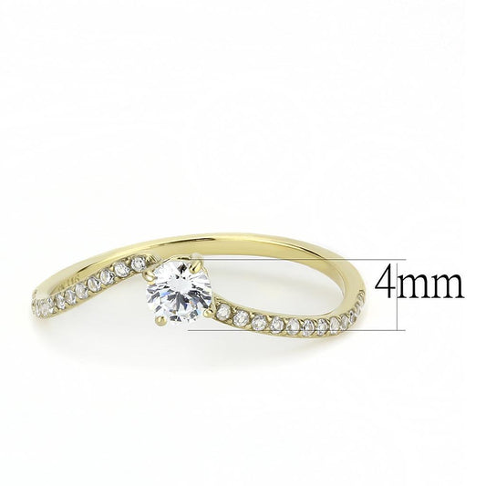 DA256 - IP Gold(Ion Plating) Stainless Steel Ring with AAA Grade CZ in Clear-1
