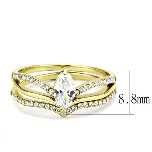 DA276 - IP Gold(Ion Plating) Stainless Steel Ring with AAA Grade CZ in Clear-1