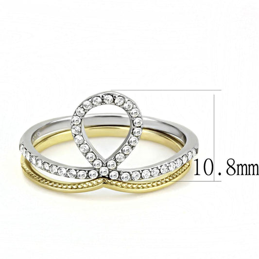 DA278 - Two-Tone IP Gold (Ion Plating) Stainless Steel Ring with AAA Grade CZ in Clear-1