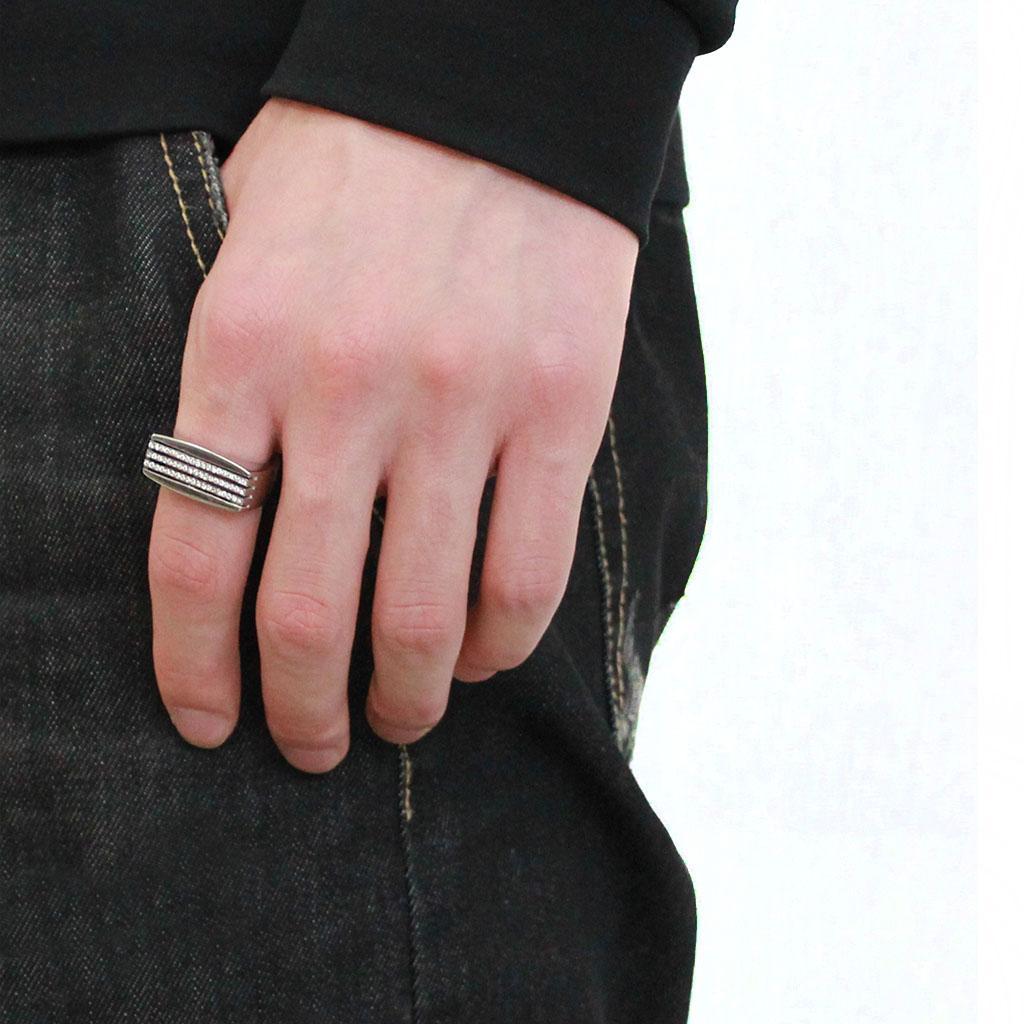 DA279 - High polished (no plating) Stainless Steel Ring with AAA Grade CZ in Clear-4