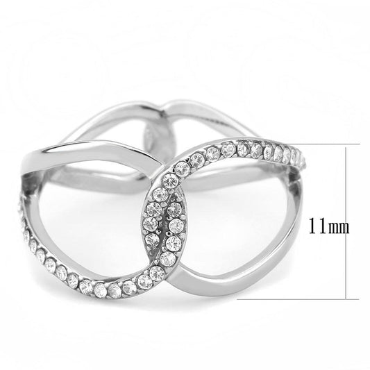 DA307 - No Plating Stainless Steel Ring with AAA Grade CZ in Clear-1