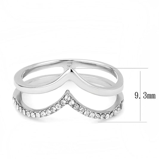 DA308 - No Plating Stainless Steel Ring with AAA Grade CZ in Clear-1