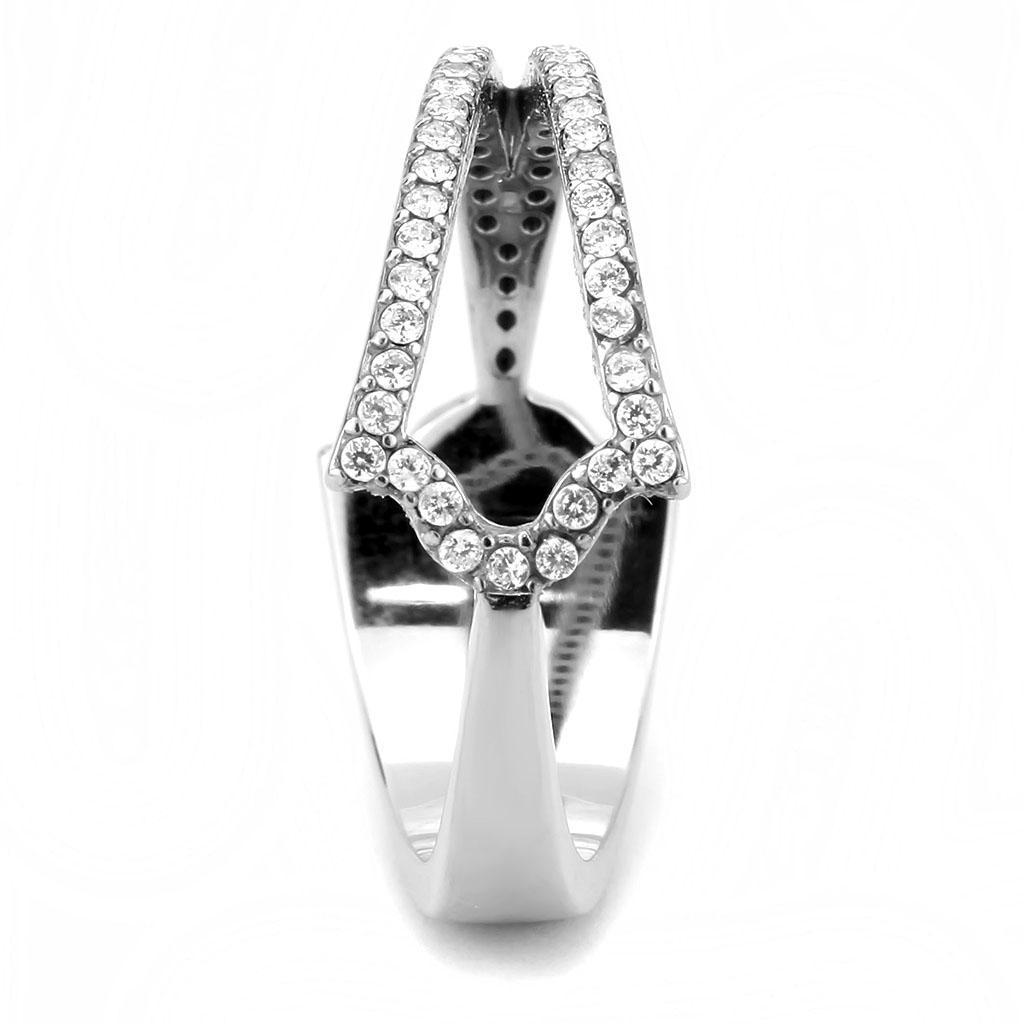 DA310 - No Plating Stainless Steel Ring with AAA Grade CZ in Clear-4