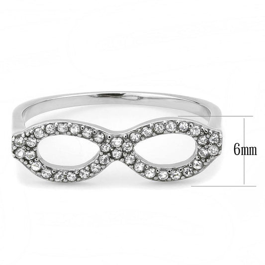 DA315 - No Plating Stainless Steel Ring with AAA Grade CZ in Clear-1