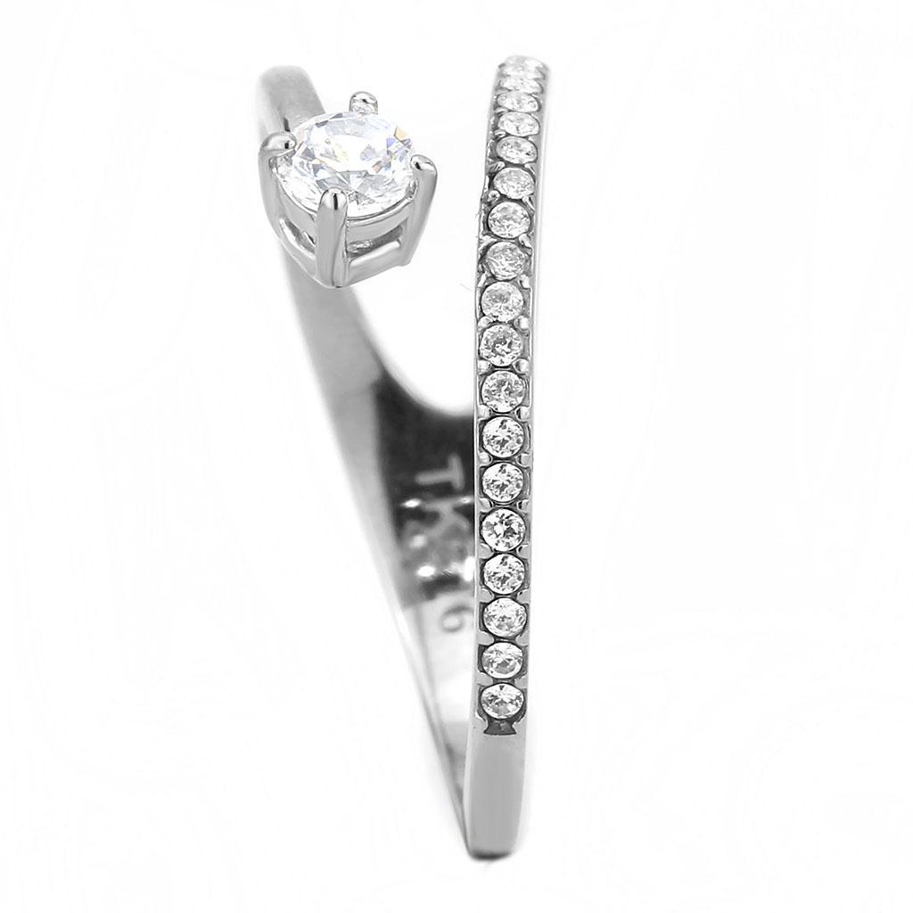 DA316 - No Plating Stainless Steel Ring with AAA Grade CZ in Clear-4
