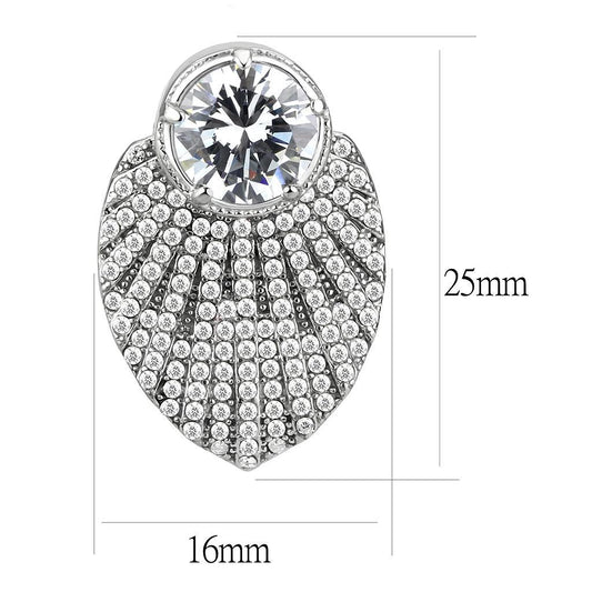 DA331 - No Plating Stainless Steel Earrings with AAA Grade CZ in Clear-1