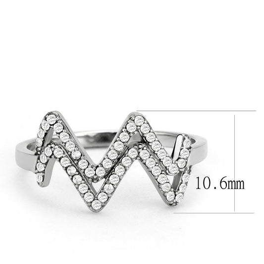 DA339 - No Plating Stainless Steel Ring with AAA Grade CZ in Clear-1