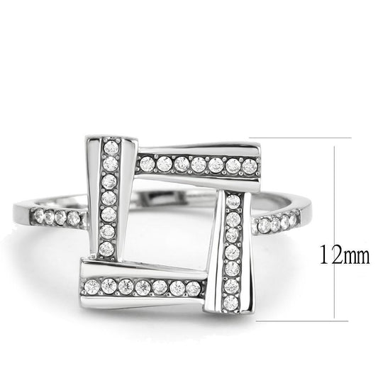DA341 - No Plating Stainless Steel Ring with AAA Grade CZ in Clear-1