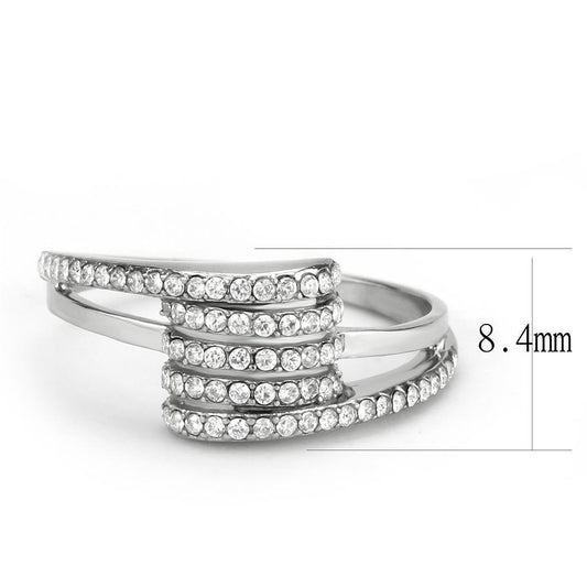 DA342 - No Plating Stainless Steel Ring with AAA Grade CZ in Clear-1