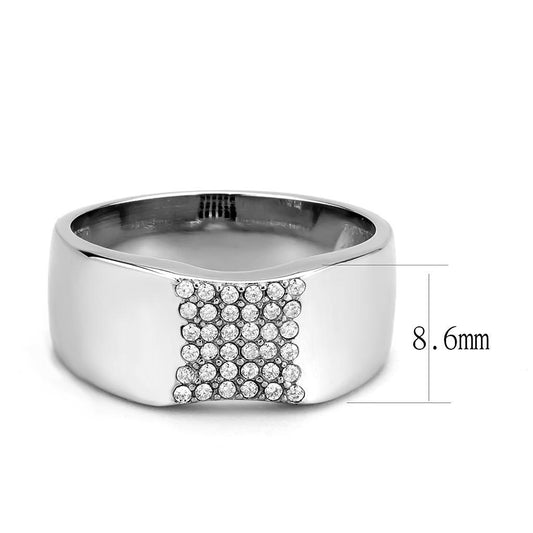 DA345 - No Plating Stainless Steel Ring with AAA Grade CZ in Clear-1