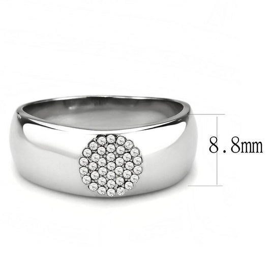 DA367 - High polished (no plating) Stainless Steel Ring with AAA Grade CZ in Clear-1