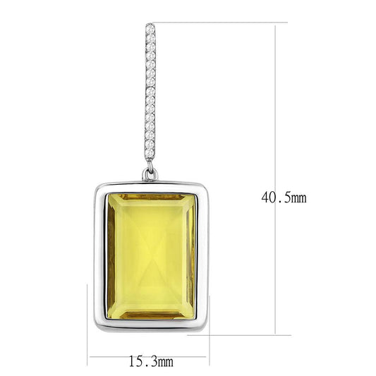 DA378 - High polished (no plating) Stainless Steel Earrings with Top Grade Crystal in Topaz-1