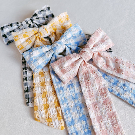 Daisy Picnic Gingham Bow Hair Clip-0