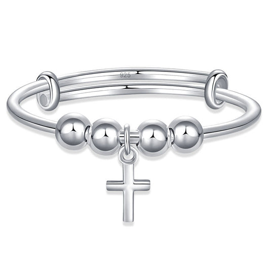 Newborn Baby 925 Sterling Silver Cross Baby Bangle XFB8150-0