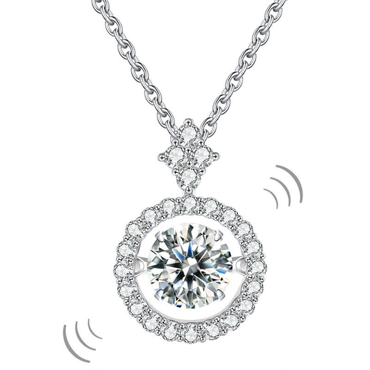 1 Carat Moissanite Diamond Dancing Stone Necklace 925 Sterling Silver MFN8137-0