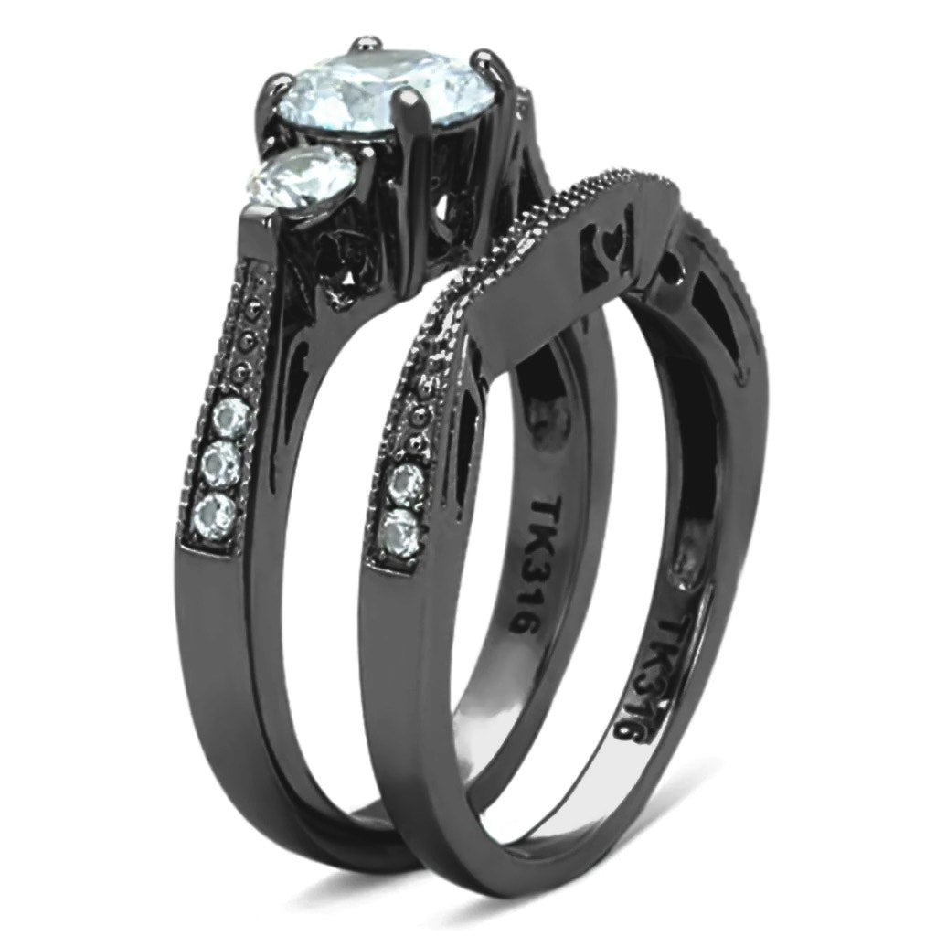 TK1W002B - High polished (no plating) Stainless Steel Ring with AAA Grade CZ in Clear-3
