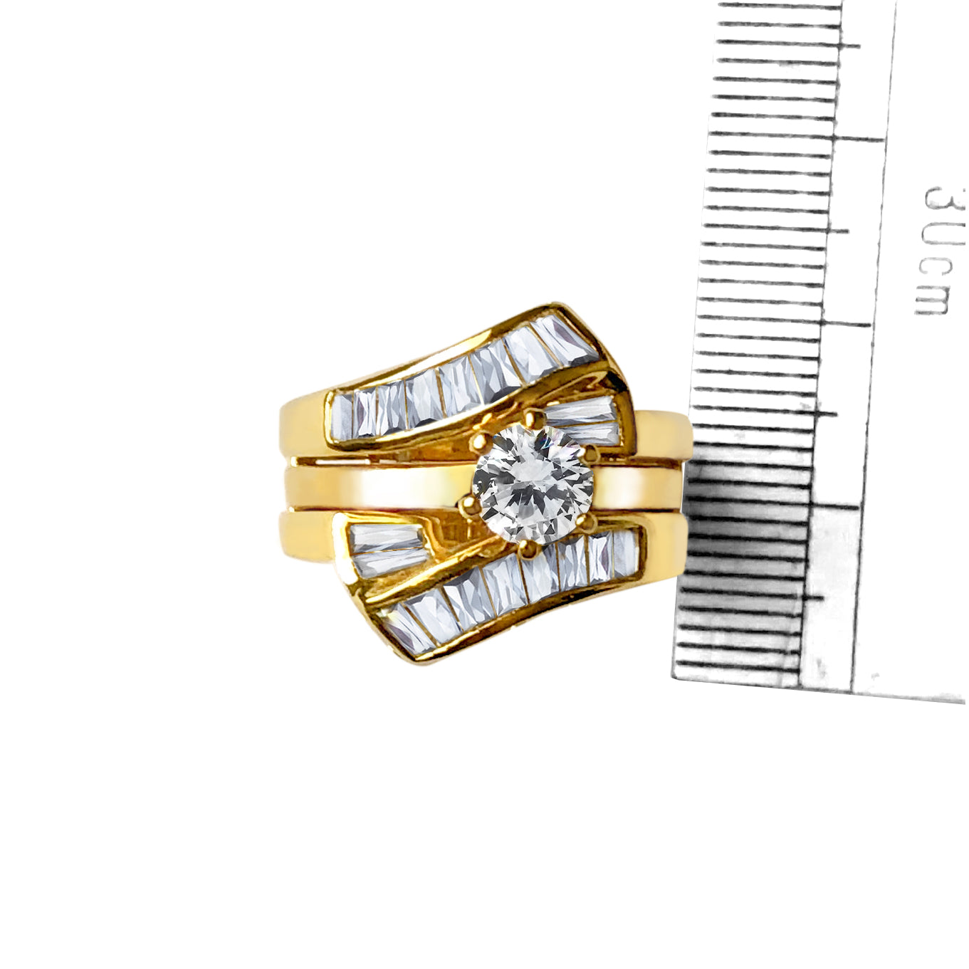 LOAS1373 - Sterling Silver 925 ring set with gold plating in AAA grade CZ ships in one day-4