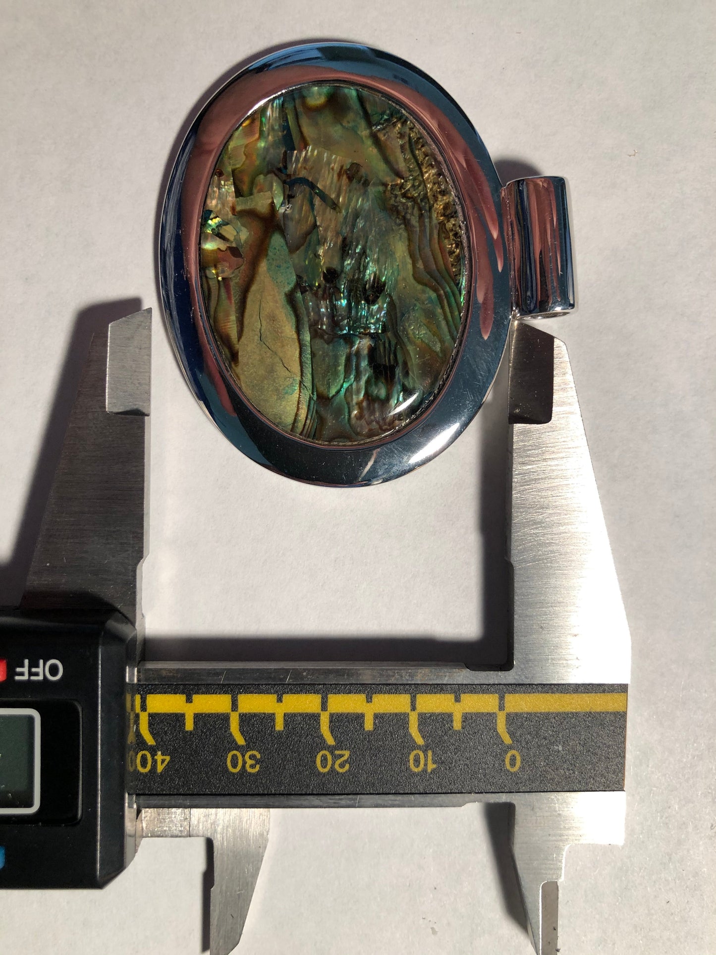 LOAS1323 - Rhodium Plated 925 Sterling Silver Pendant with Natural Conch in Rainbow color-2