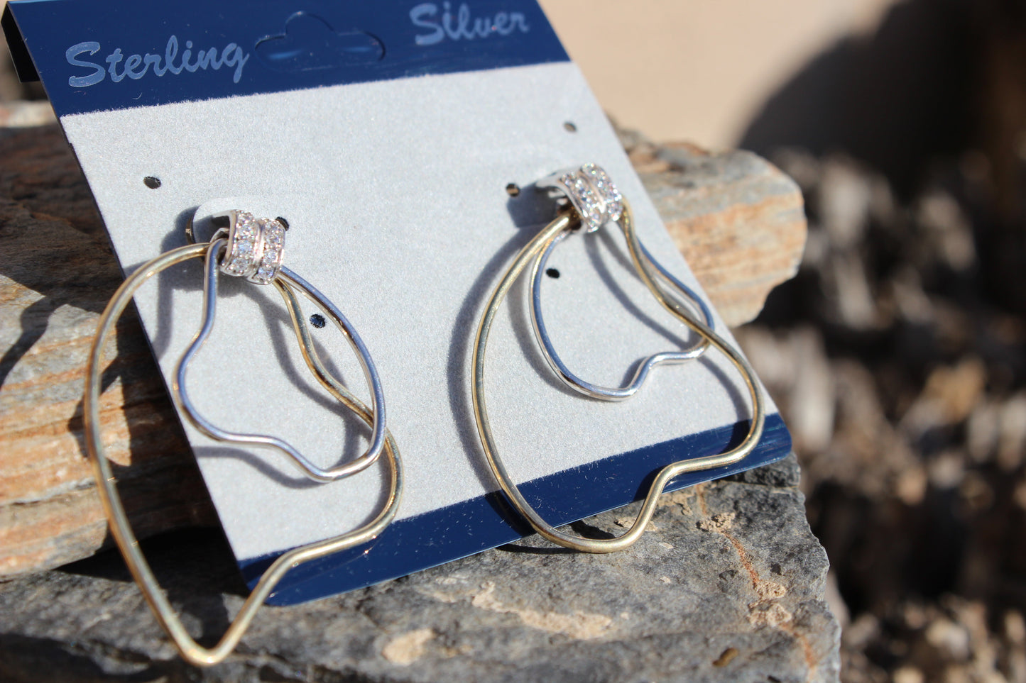 LOAS1370 - Two Tone 925 Sterling Silver Earrings with AAA Grade CZ in Clear-2