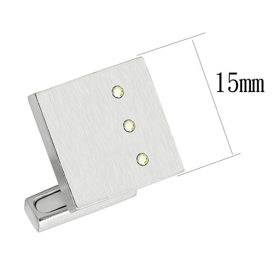 LO1381 - Rhodium Brass Cufflink with Top Grade Crystal in Aurora Borealis (Rainbow Effect)-1