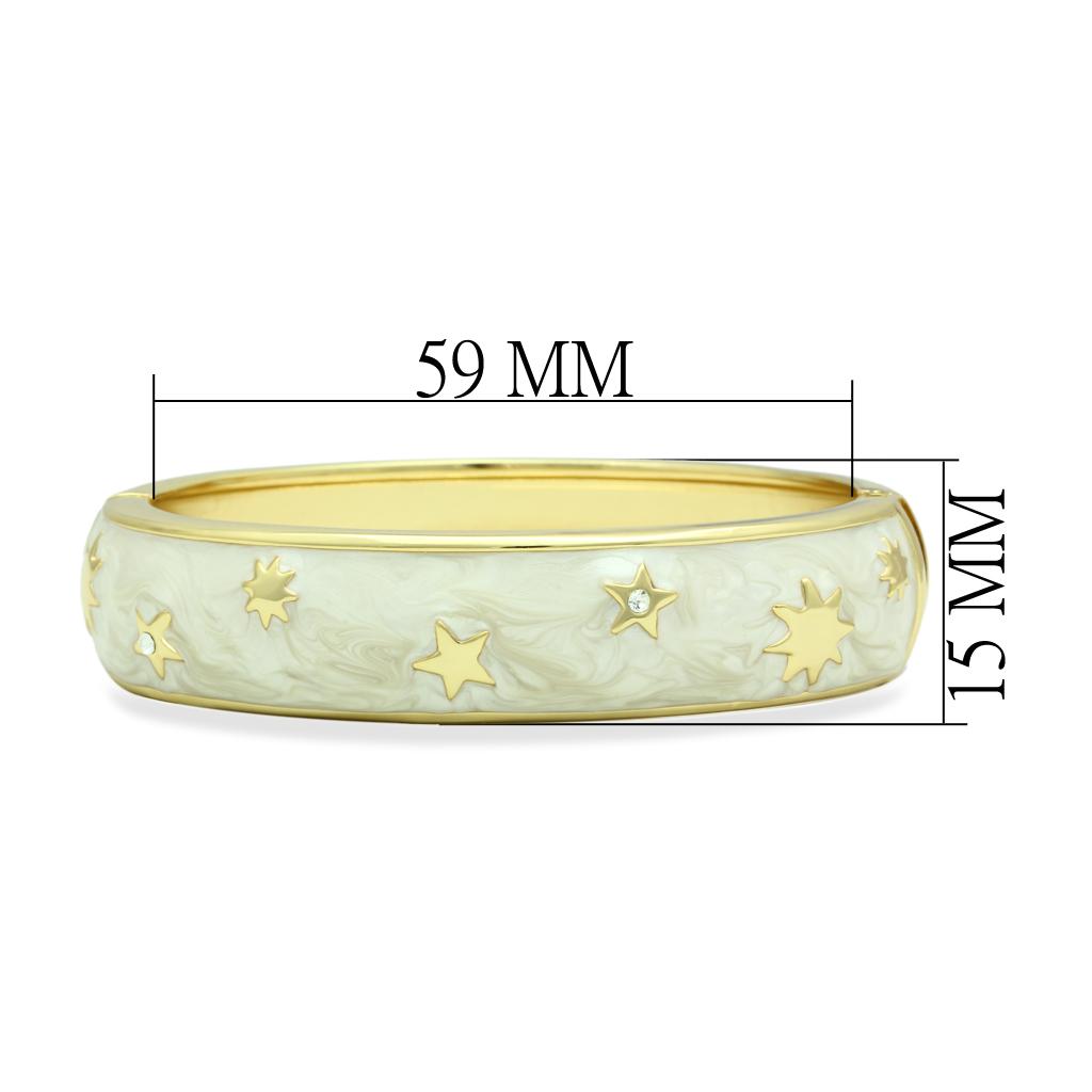 LO2146 - Flash Gold White Metal Bangle with Top Grade Crystal in Clear-1