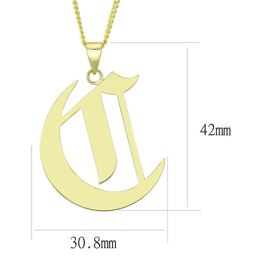 LO228 - Gold Brass Chain Pendant with No Stone-1