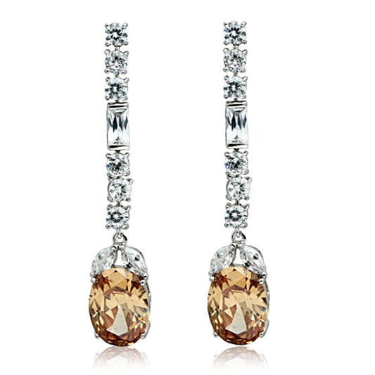 LO2326 - Rhodium Brass Jewelry Sets with AAA Grade CZ in Champagne-1