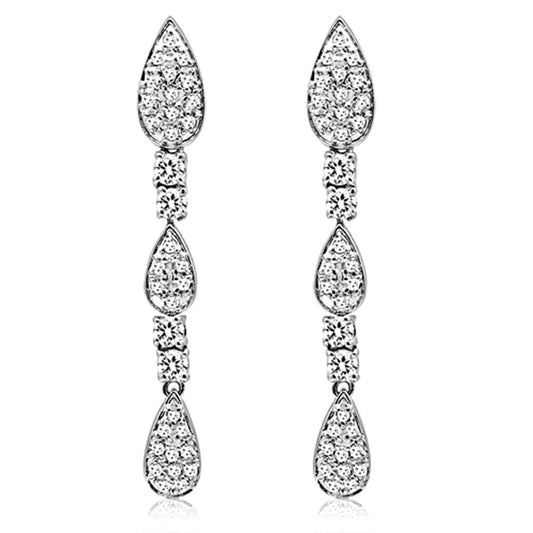 LO2428 - Rhodium Brass Jewelry Sets with AAA Grade CZ in Clear-1