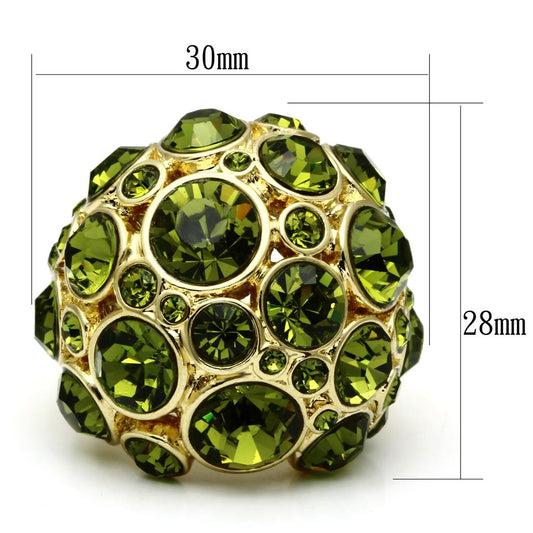 LO2544 - Gold Brass Ring with Top Grade Crystal in Olivine color-1