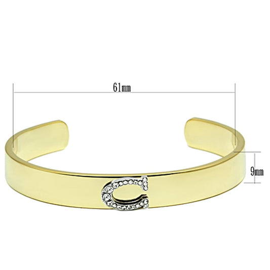 LO2572 - Gold+Rhodium White Metal Bangle with Top Grade Crystal in Clear-1