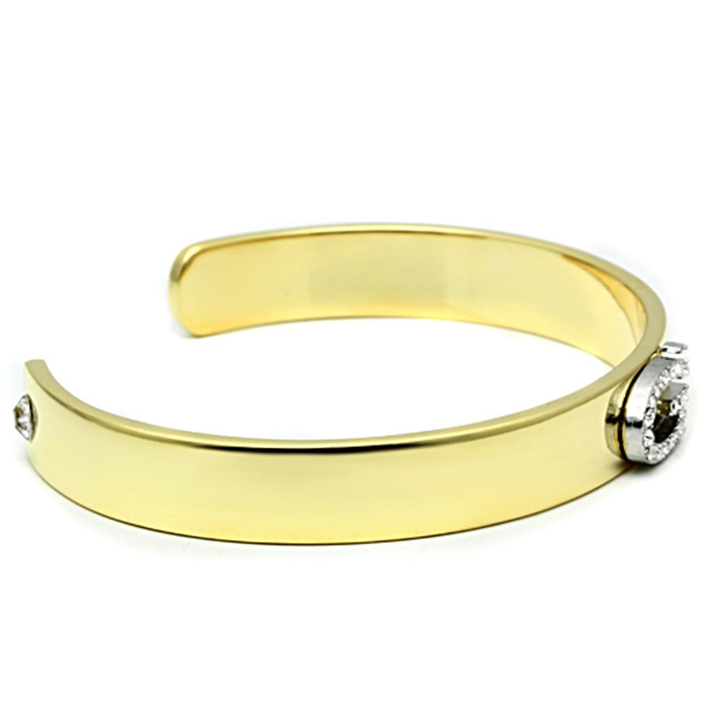 LO2576 - Gold+Rhodium White Metal Bangle with Top Grade Crystal in Clear-2