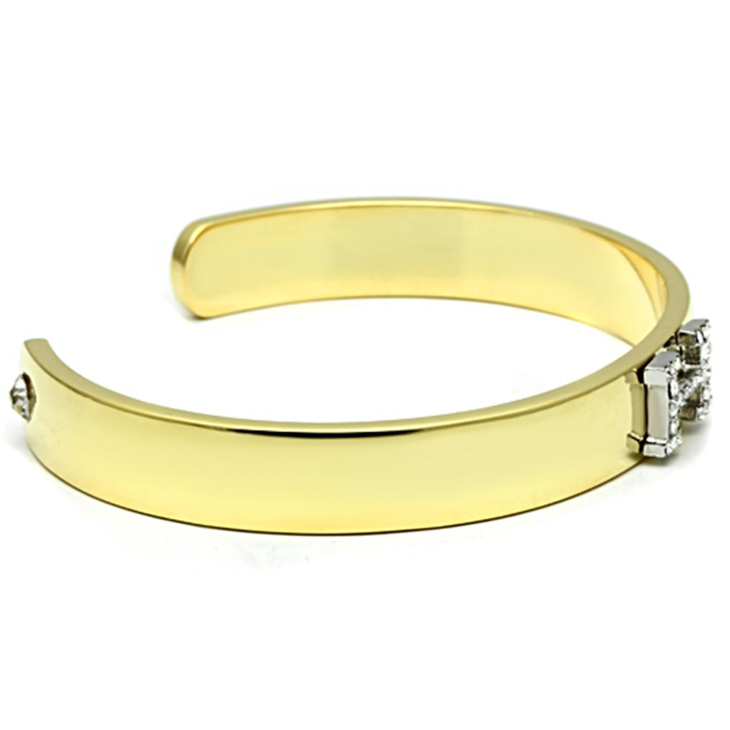 LO2577 - Gold+Rhodium White Metal Bangle with Top Grade Crystal in Clear-2