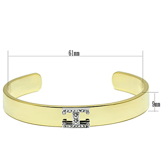LO2578 - Gold+Rhodium White Metal Bangle with Top Grade Crystal in Clear-1