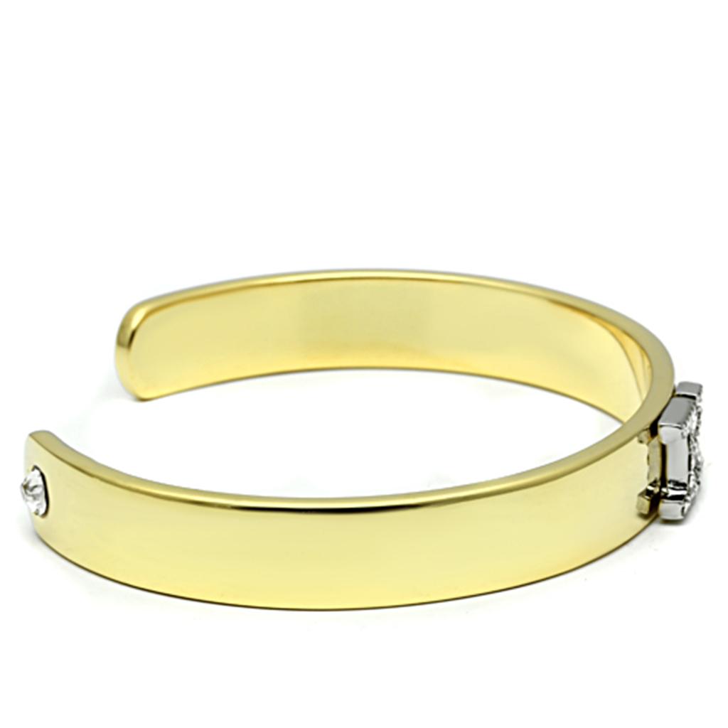 LO2580 - Gold+Rhodium White Metal Bangle with Top Grade Crystal in Clear-2