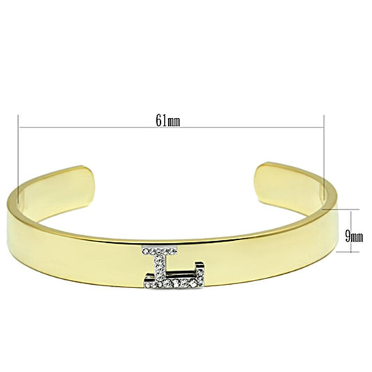 LO2581 - Gold+Rhodium White Metal Bangle with Top Grade Crystal in Clear-1