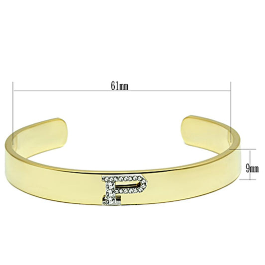 LO2585 - Gold+Rhodium White Metal Bangle with Top Grade Crystal in Clear-1