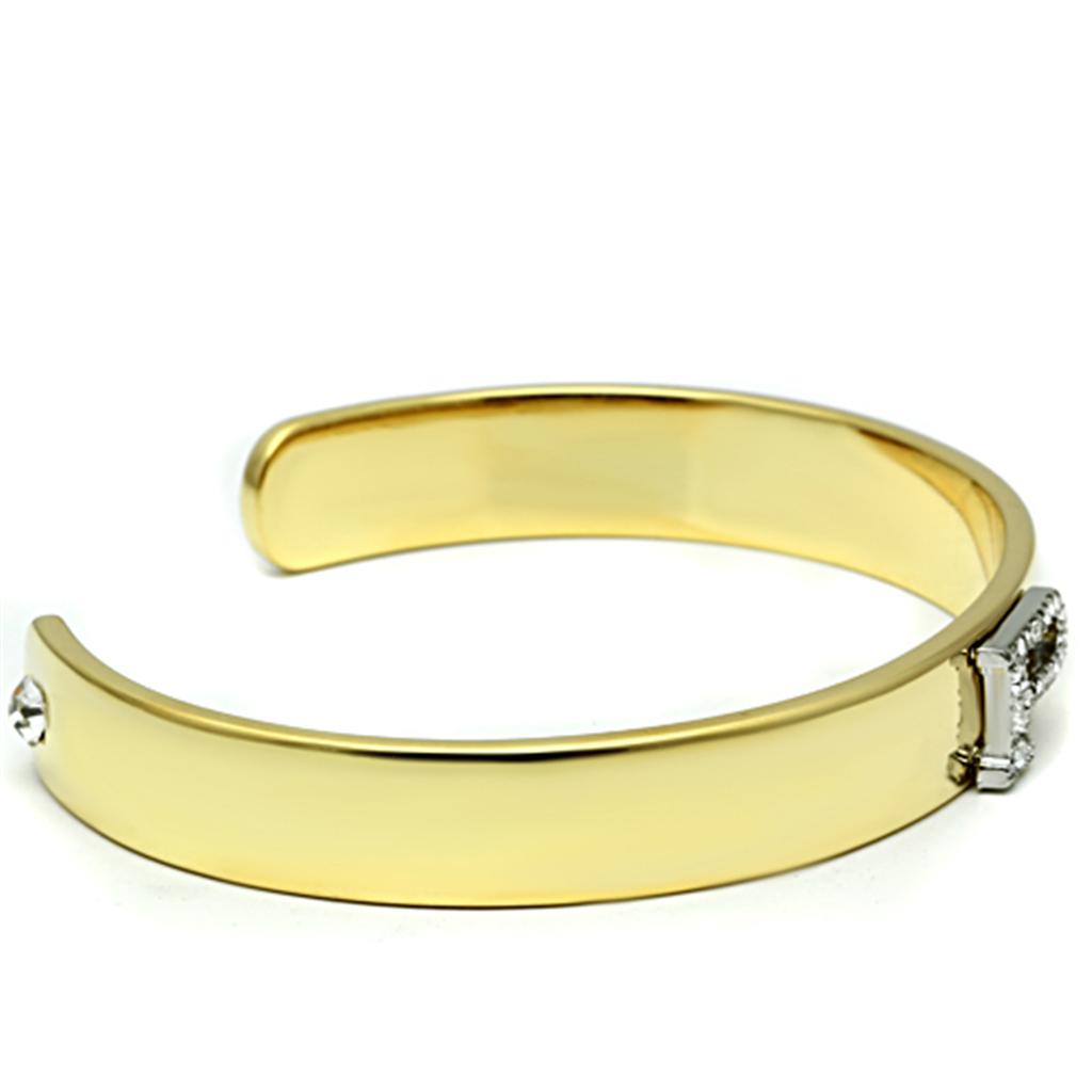 LO2585 - Gold+Rhodium White Metal Bangle with Top Grade Crystal in Clear-2