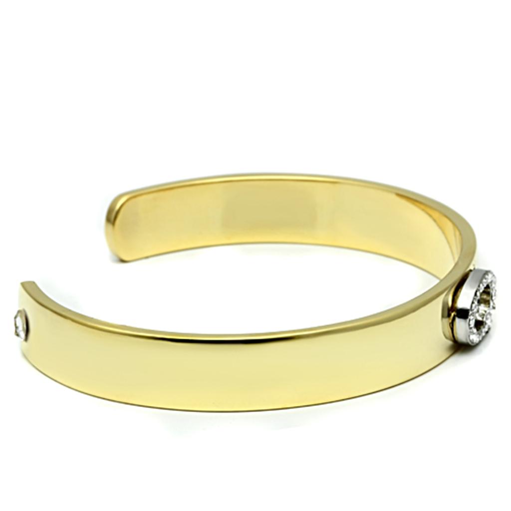 LO2586 - Gold+Rhodium White Metal Bangle with Top Grade Crystal in Clear-2