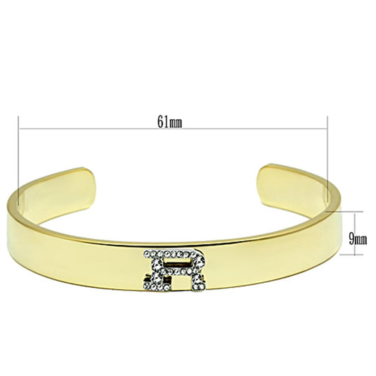 LO2587 - Gold+Rhodium White Metal Bangle with Top Grade Crystal in Clear-1