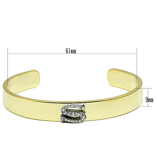 LO2588 - Gold+Rhodium White Metal Bangle with Top Grade Crystal in Clear-1