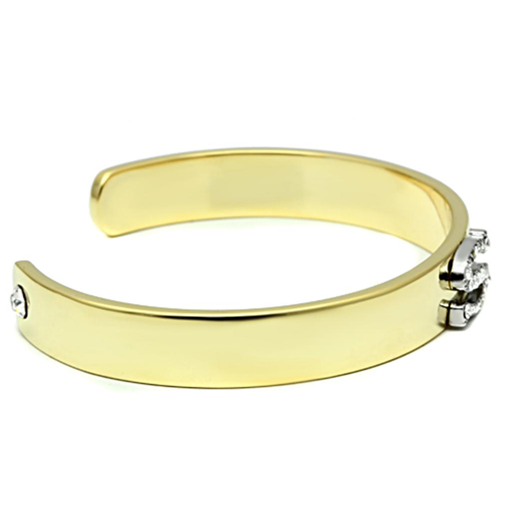 LO2588 - Gold+Rhodium White Metal Bangle with Top Grade Crystal in Clear-2